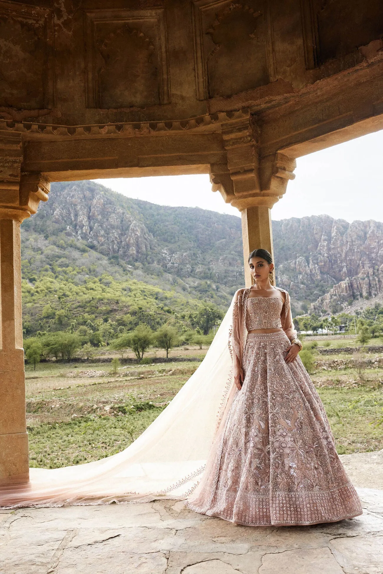 AAVYA EMBROIDERED SILK LEHENGA - BLUSH