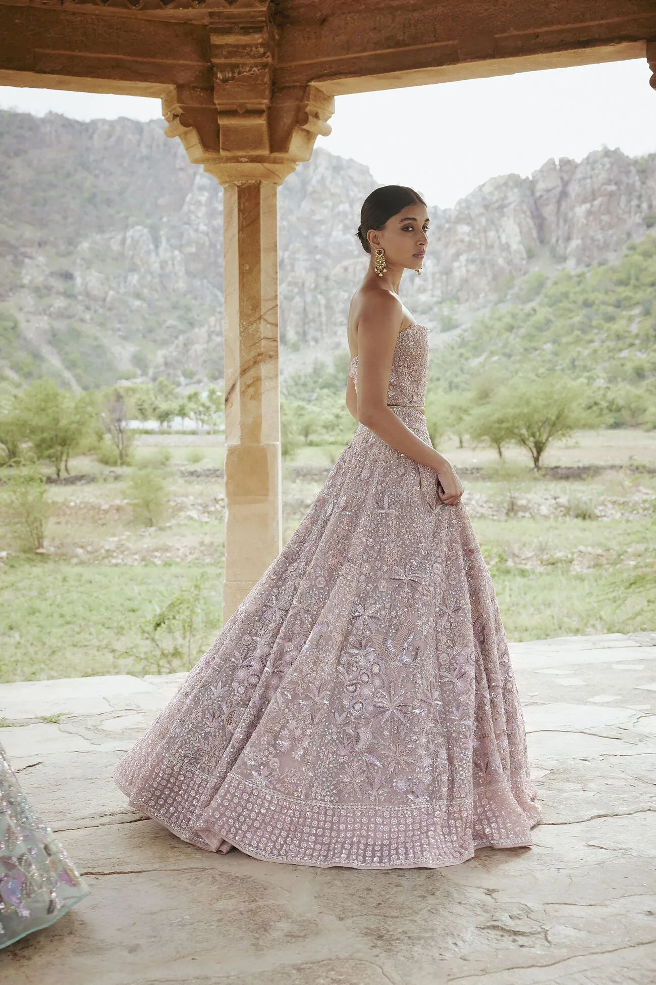 AAVYA EMBROIDERED SILK LEHENGA - BLUSH