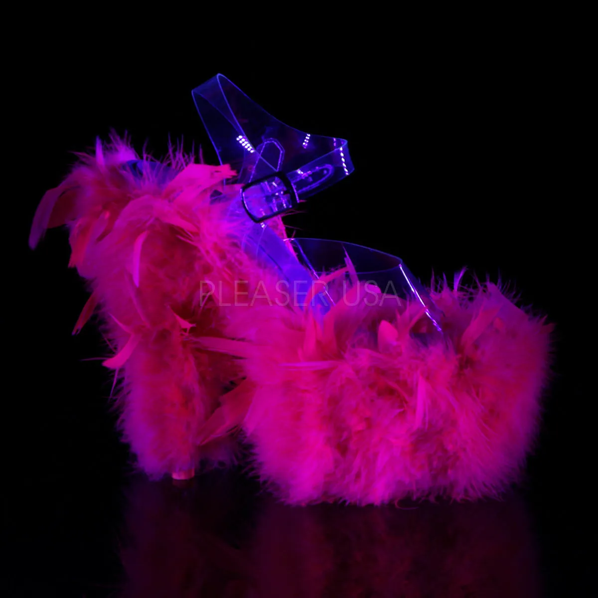 ADORE-708F  Clear/Neon Hot Pink Marabou Feather