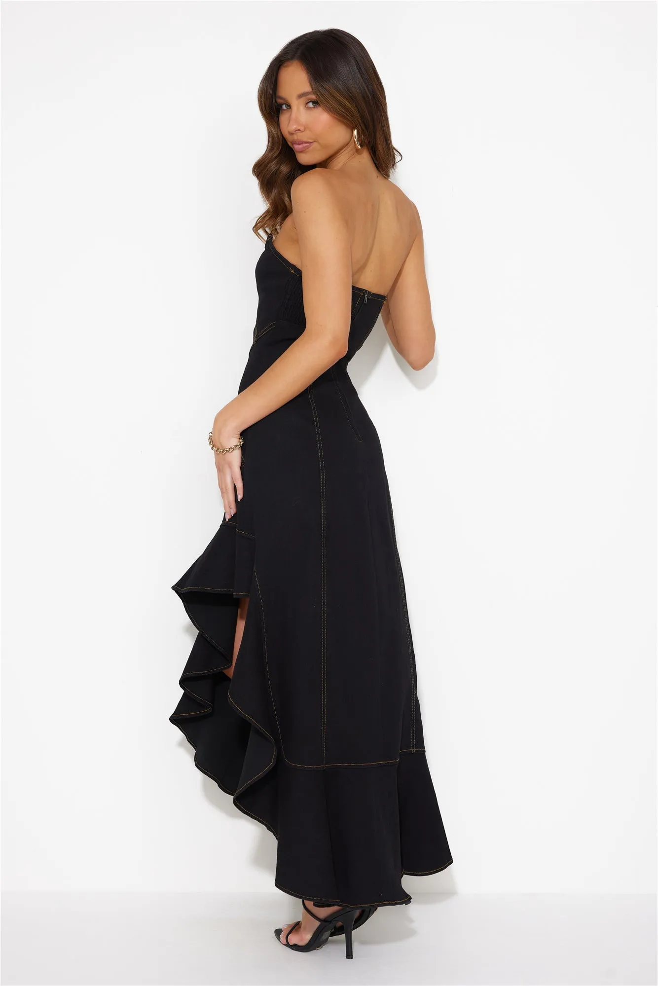 Ambitious Goals Denim Midi Dress Black