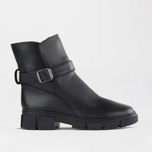 Ankle Boot with a Chunky Twist Sole and Strap in Black - 12799