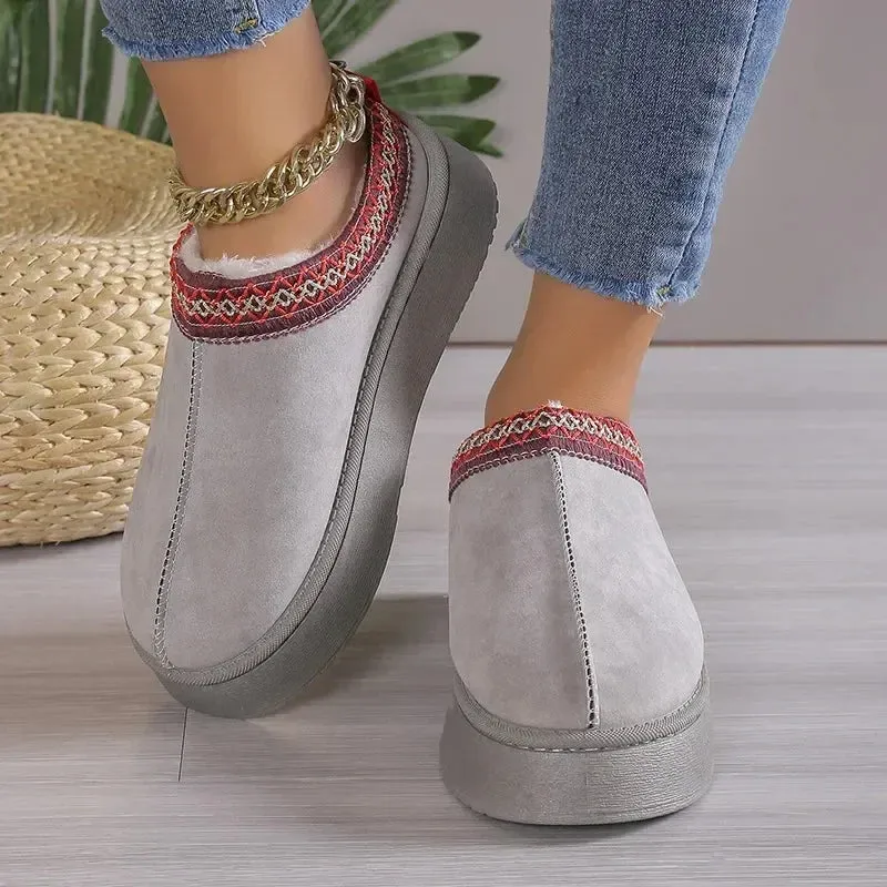 Ankle Flats Platform Women Snow Boots Suede Plush Warm Winter Thick Fashion Shoes Chelsea Women Boots