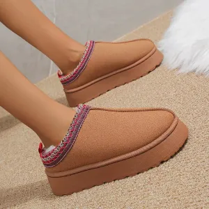 Ankle Flats Platform Women Snow Boots Suede Plush Warm Winter Thick Fashion Shoes Chelsea Women Boots