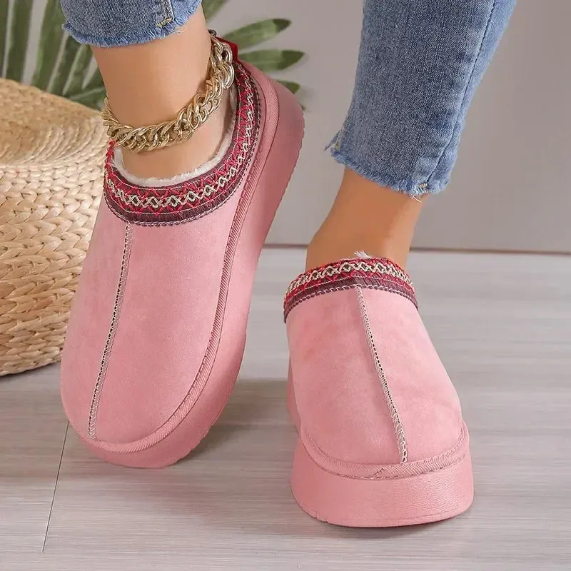 Ankle Flats Platform Women Snow Boots Suede Plush Warm Winter Thick Fashion Shoes Chelsea Women Boots