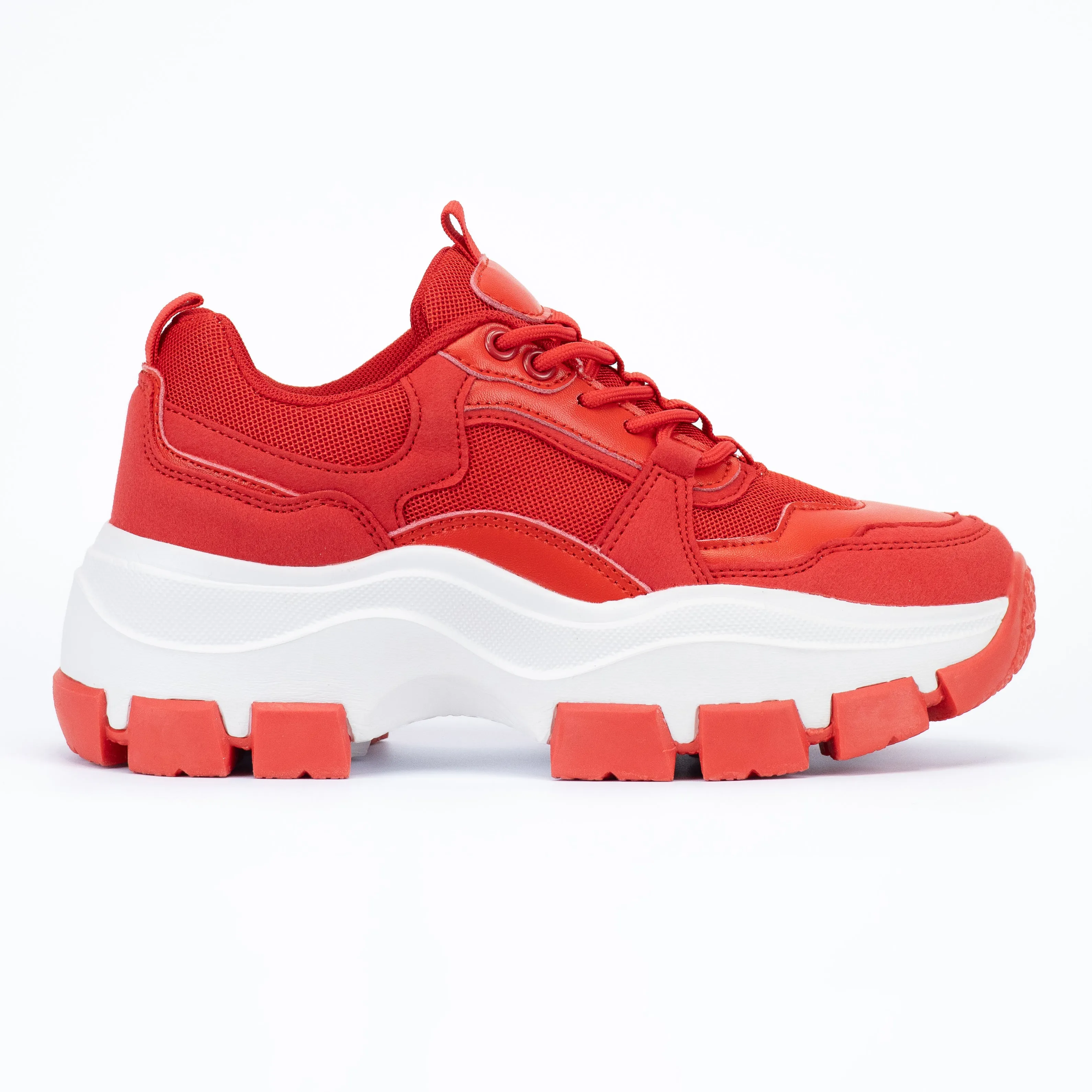 Azuka - Women's Chunky Lace-Up Sneakers, Wide Fit & Pull Tab, Breathable, Perfect for Casual Outfits or Streetwear Looks, lightweight Composite