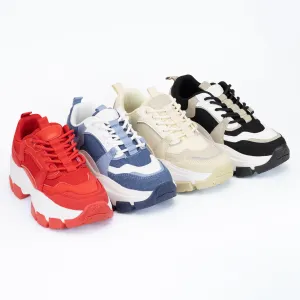 Azuka - Women's Chunky Lace-Up Sneakers, Wide Fit & Pull Tab, Breathable, Perfect for Casual Outfits or Streetwear Looks, lightweight Composite