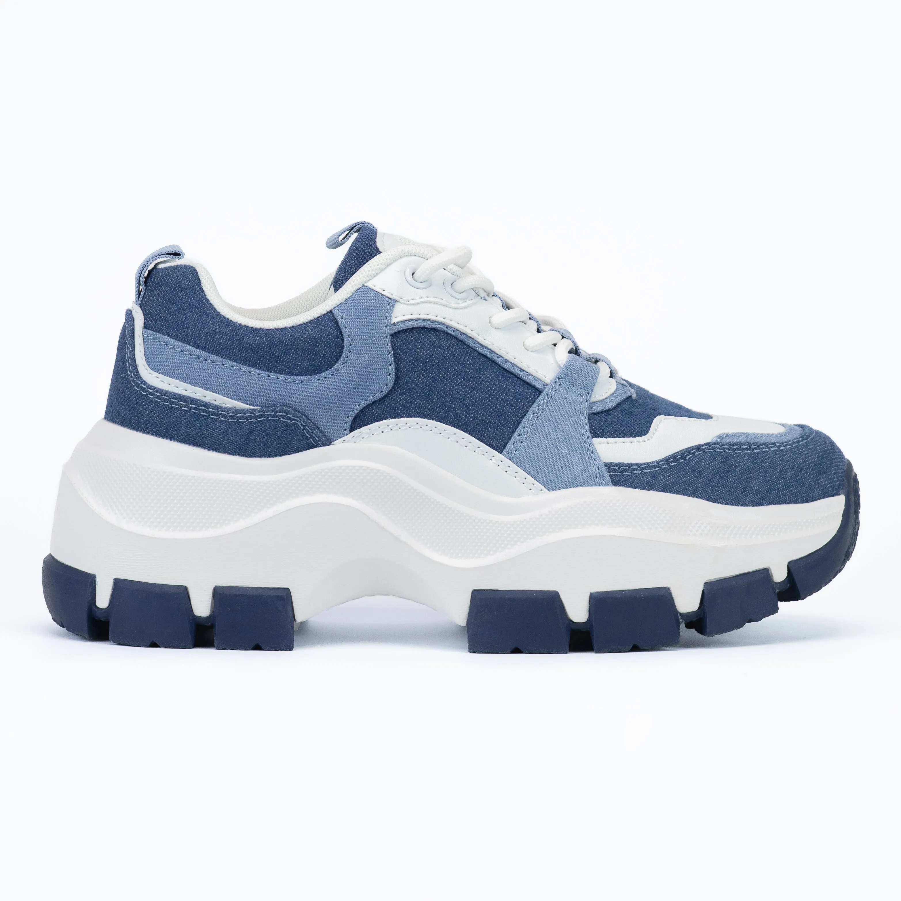 Azuka - Women's Chunky Lace-Up Sneakers, Wide Fit & Pull Tab, Breathable, Perfect for Casual Outfits or Streetwear Looks, lightweight Composite