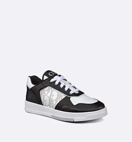 B27 Kid's Low-Top Sneaker • Black and White Smooth Calfskin and White Dior Oblique Galaxy Leather
