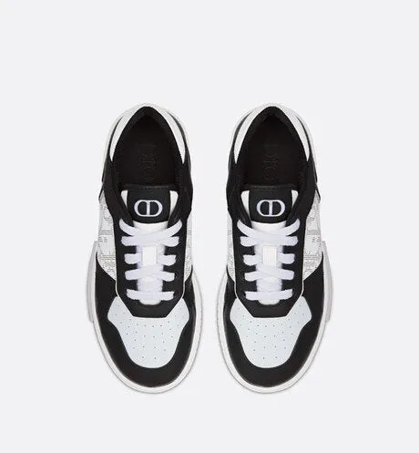 B27 Kid's Low-Top Sneaker • Black and White Smooth Calfskin and White Dior Oblique Galaxy Leather