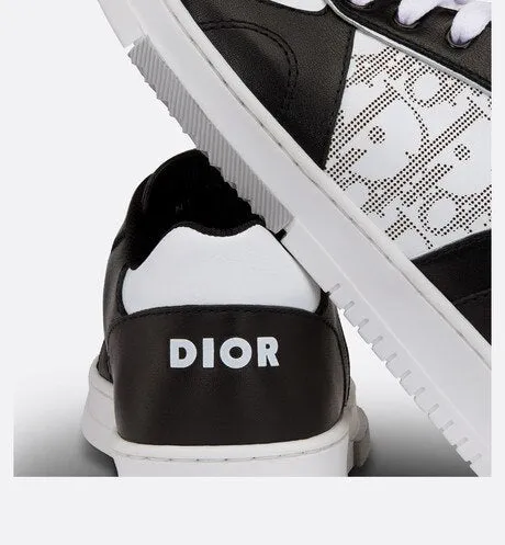 B27 Kid's Low-Top Sneaker • Black and White Smooth Calfskin and White Dior Oblique Galaxy Leather