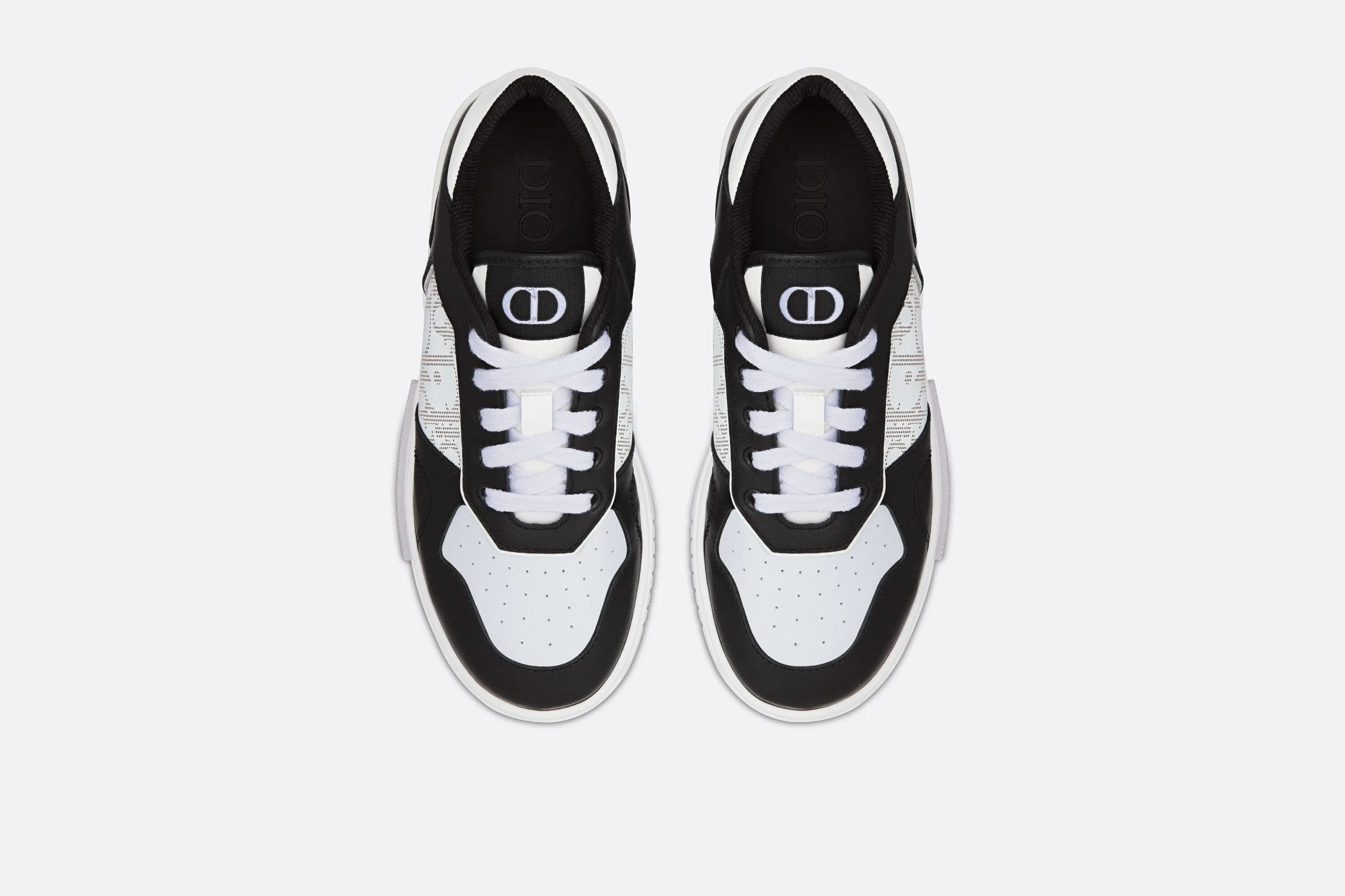 B27 Kid's Low-Top Sneaker • Black and White Smooth Calfskin and White Dior Oblique Galaxy Leather
