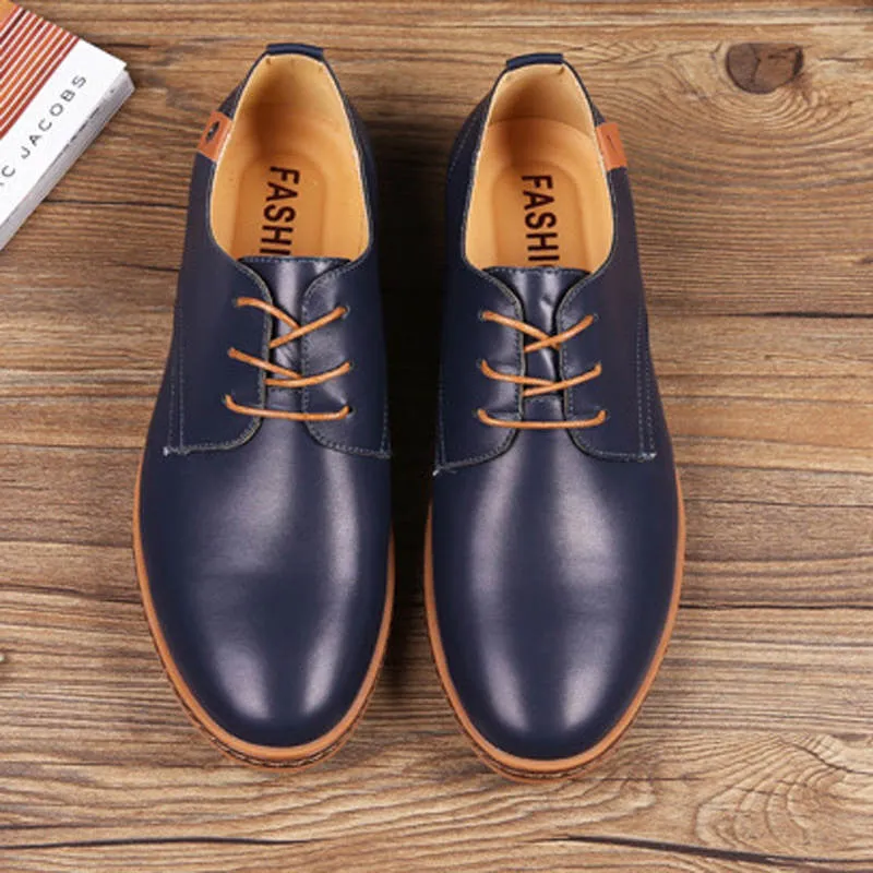 Big Size 48 Mens Shoes Casual Flats Shoes Men Black PU Leather Oxfords Shoes For Men Flats Zapatos Hombre