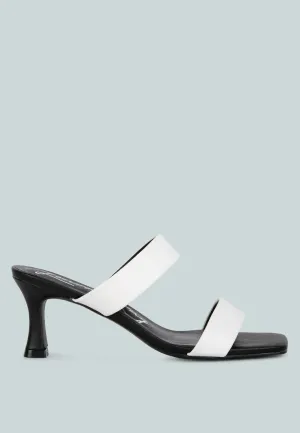 Black & White  Mid Heel Sandals