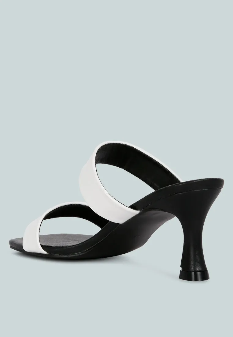 Black & White  Mid Heel Sandals