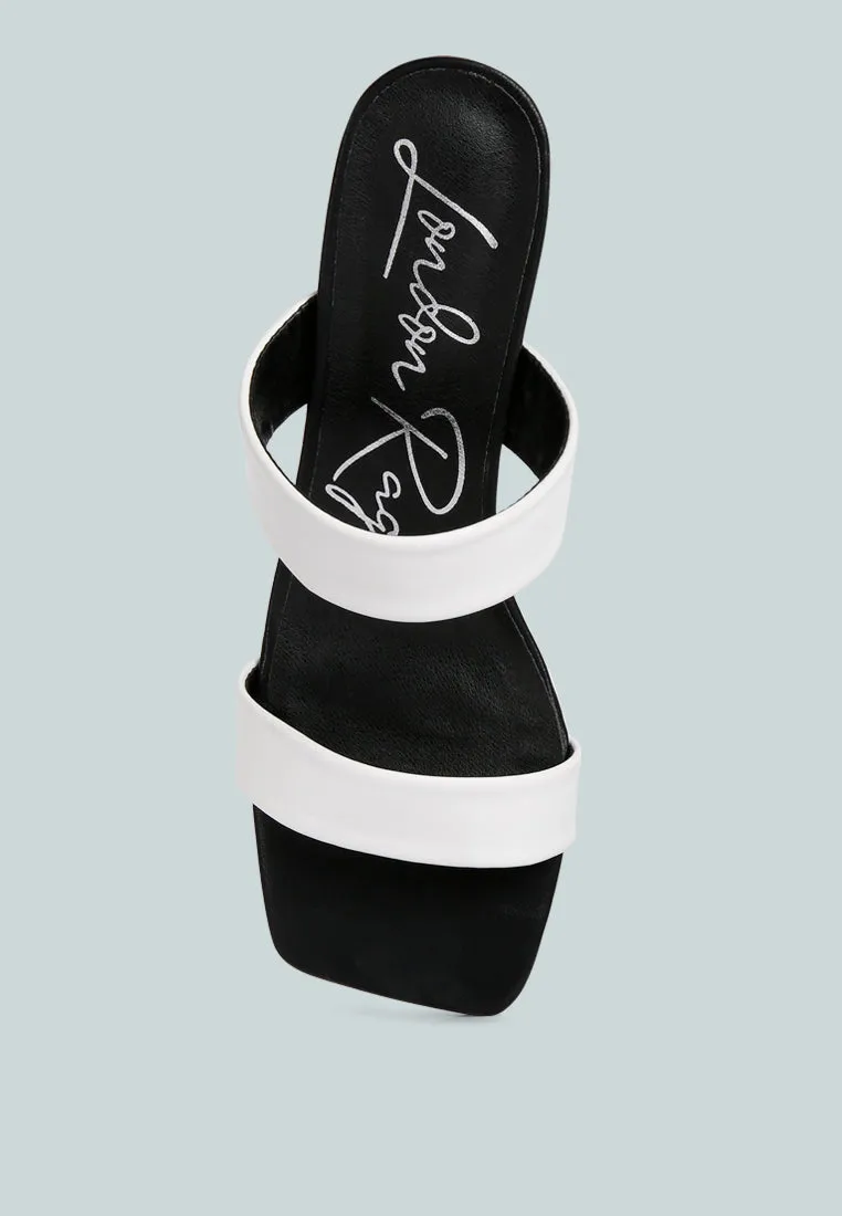 Black & White  Mid Heel Sandals