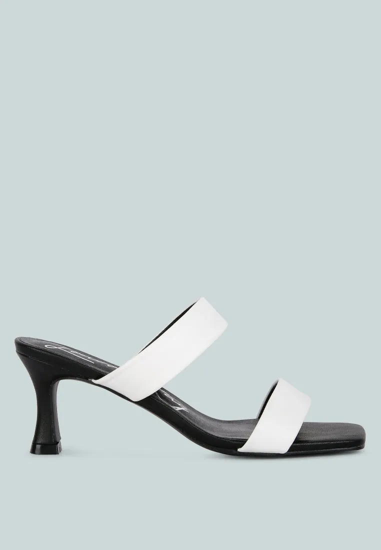 Black & White  Mid Heel Sandals