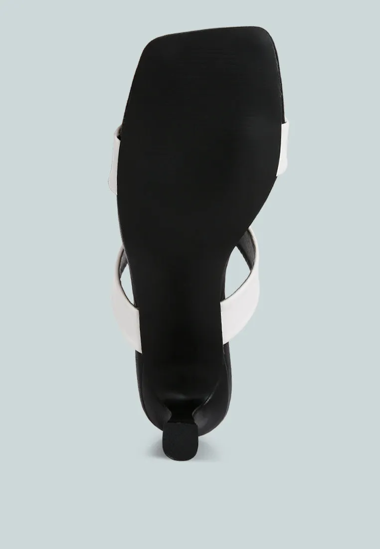 Black & White  Mid Heel Sandals