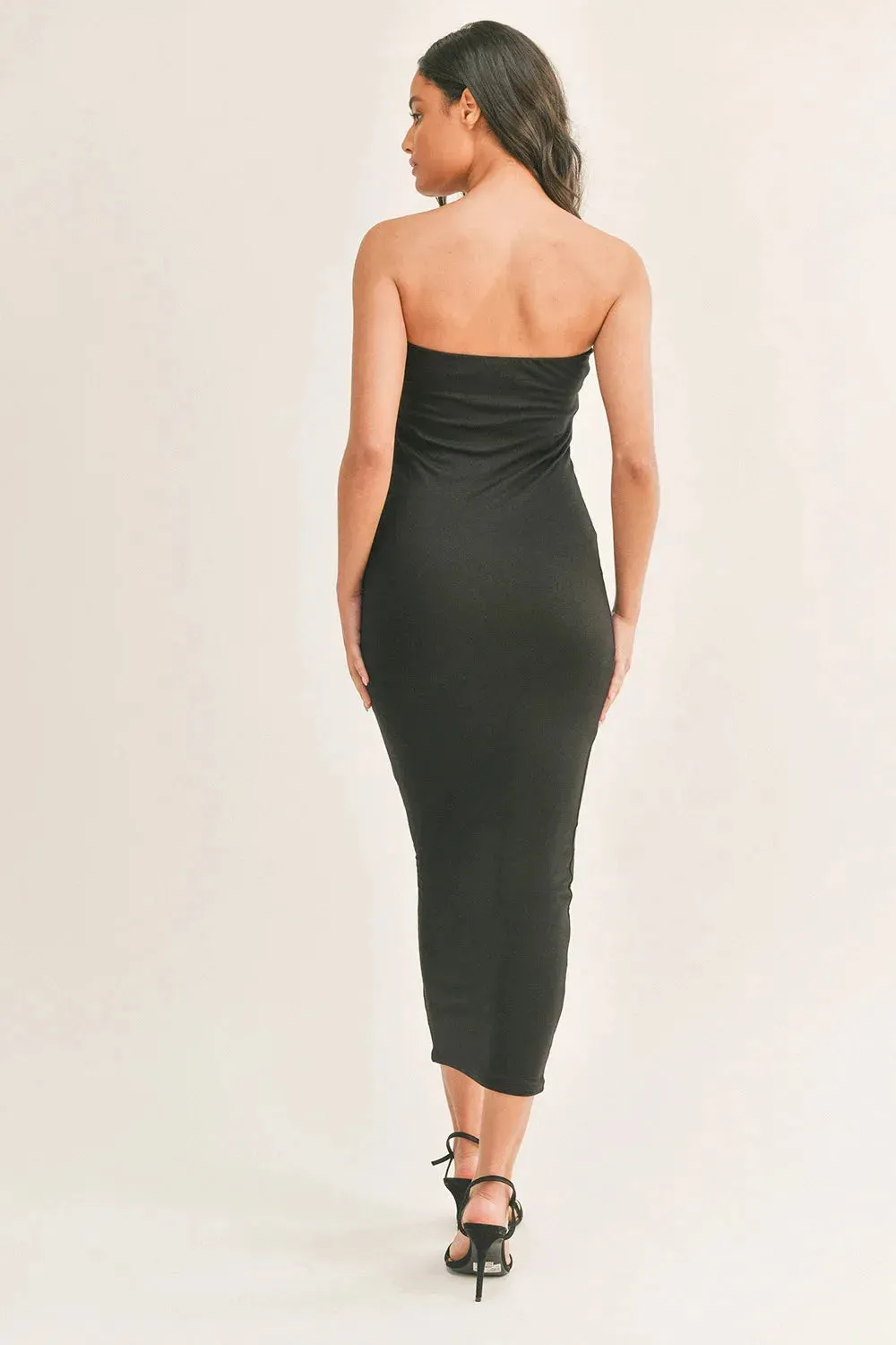Black Lightweight Soft Tube Maxi Dress