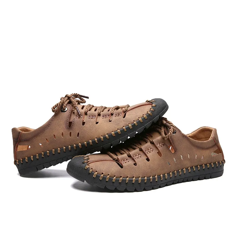 Black Penny Loafers Leather Shoes Men Flats Moccasins Hollow Shoes