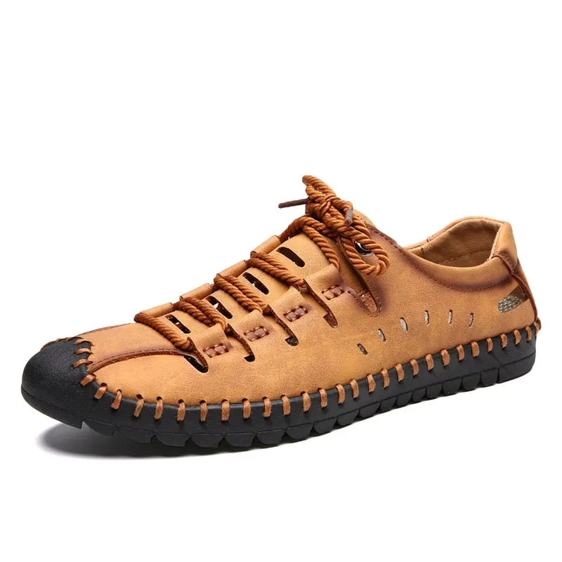 Black Penny Loafers Leather Shoes Men Flats Moccasins Hollow Shoes