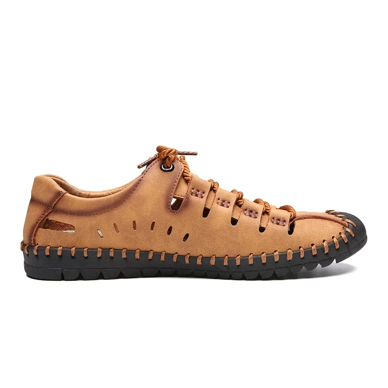 Black Penny Loafers Leather Shoes Men Flats Moccasins Hollow Shoes