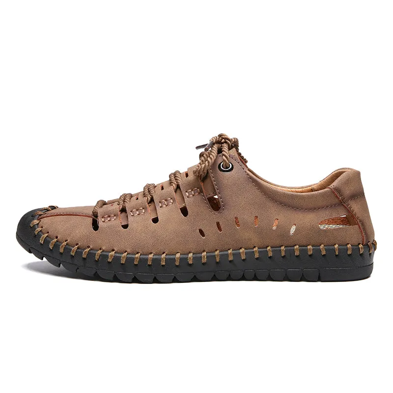 Black Penny Loafers Leather Shoes Men Flats Moccasins Hollow Shoes