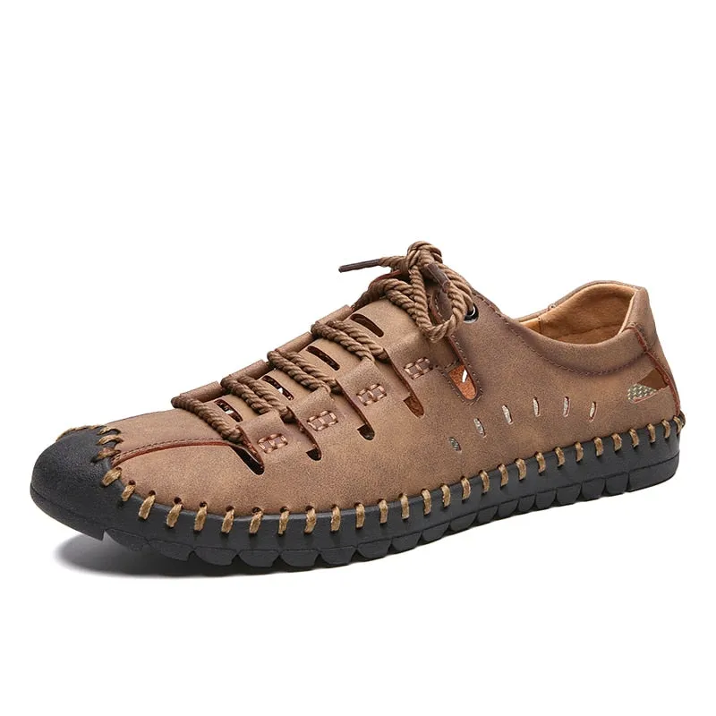 Black Penny Loafers Leather Shoes Men Flats Moccasins Hollow Shoes