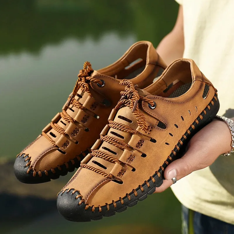 Black Penny Loafers Leather Shoes Men Flats Moccasins Hollow Shoes