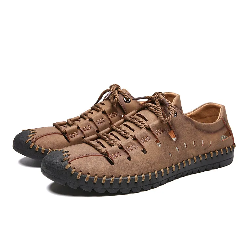 Black Penny Loafers Leather Shoes Men Flats Moccasins Hollow Shoes