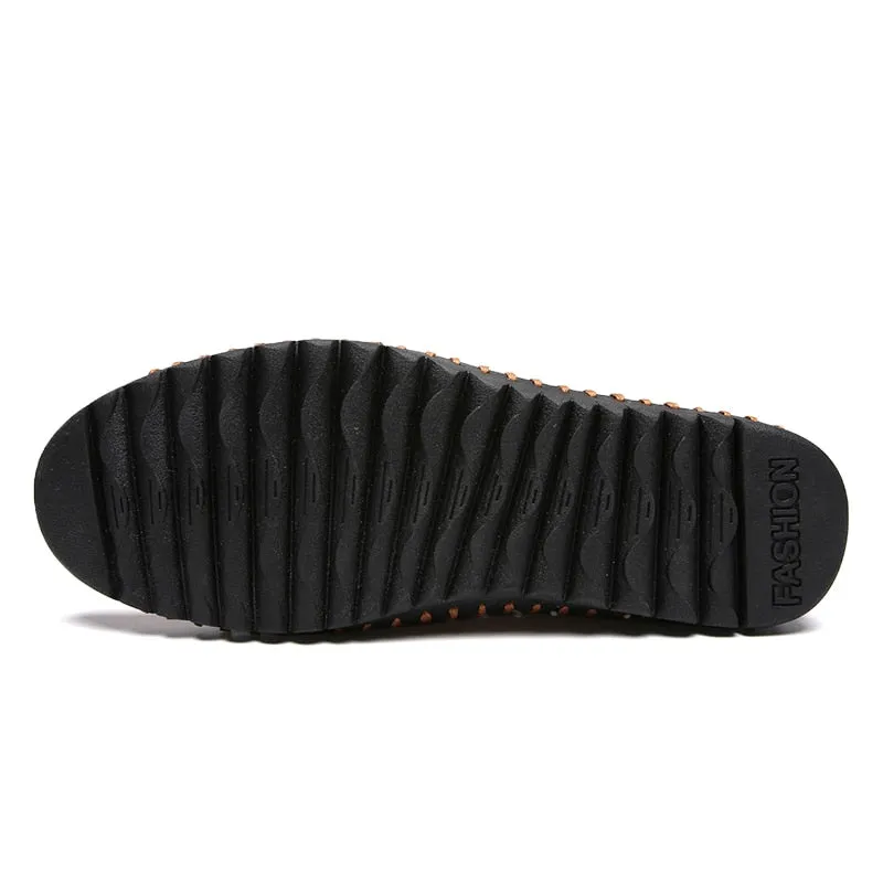 Black Penny Loafers Leather Shoes Men Flats Moccasins Hollow Shoes