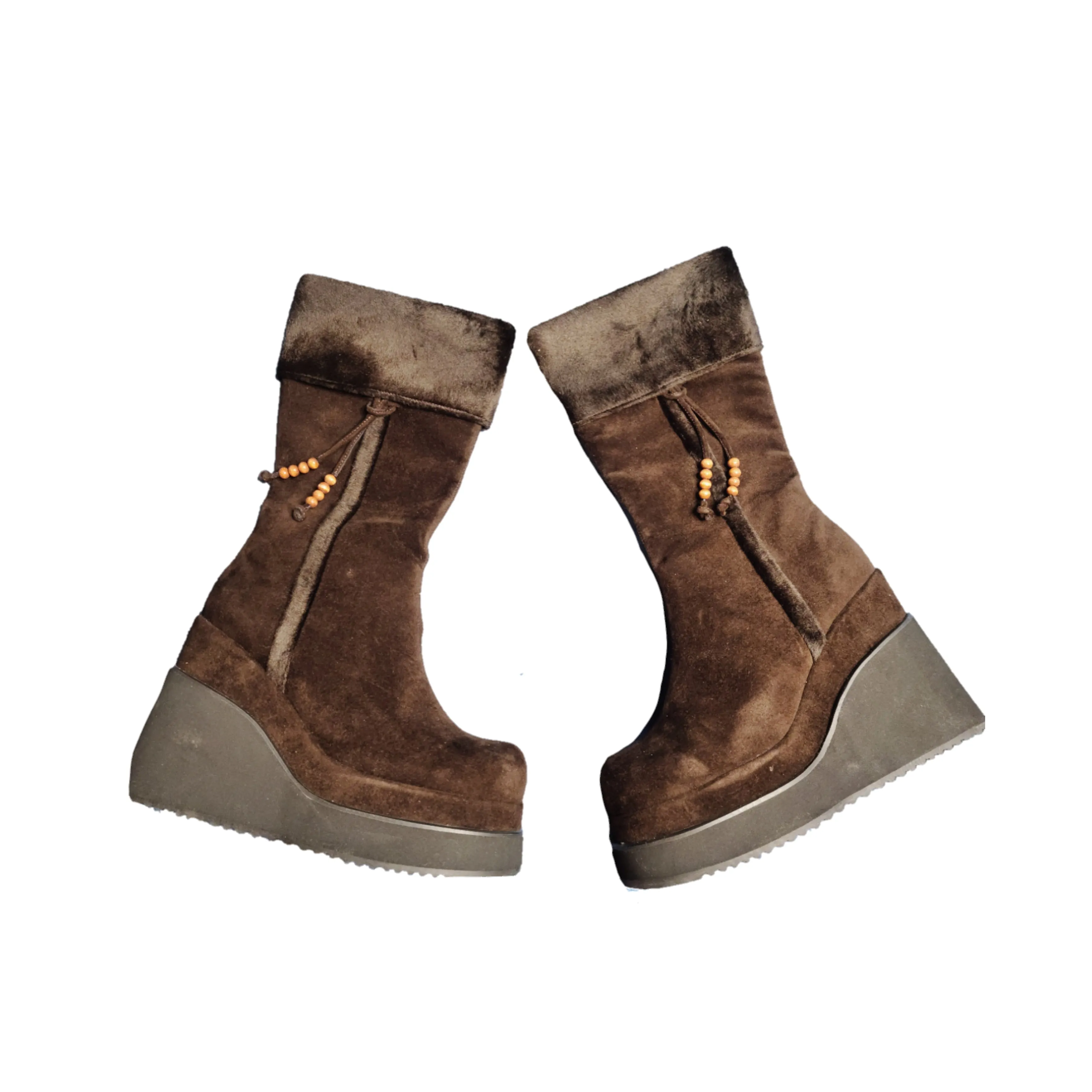 Boots vintage plateformes fourrure