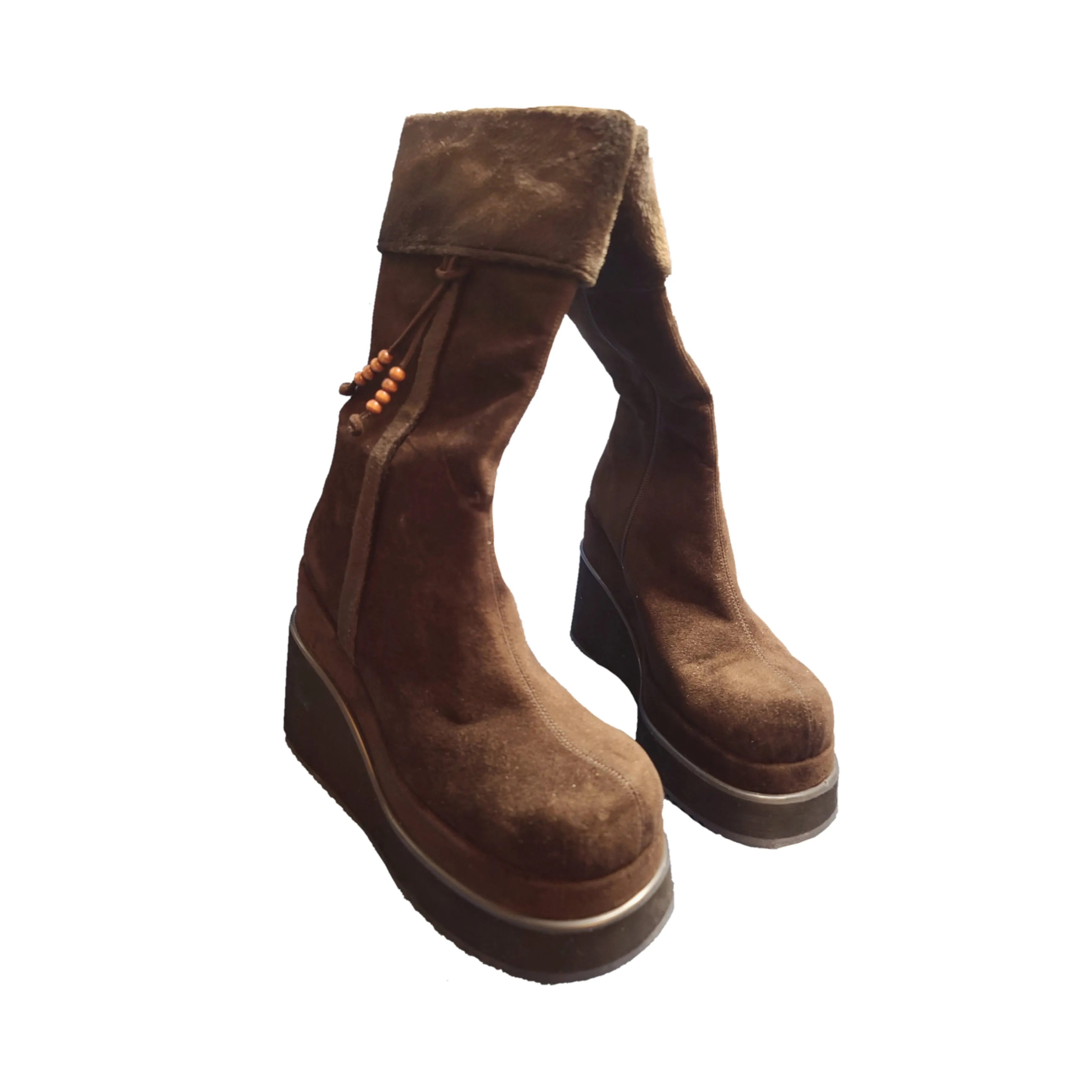 Boots vintage plateformes fourrure
