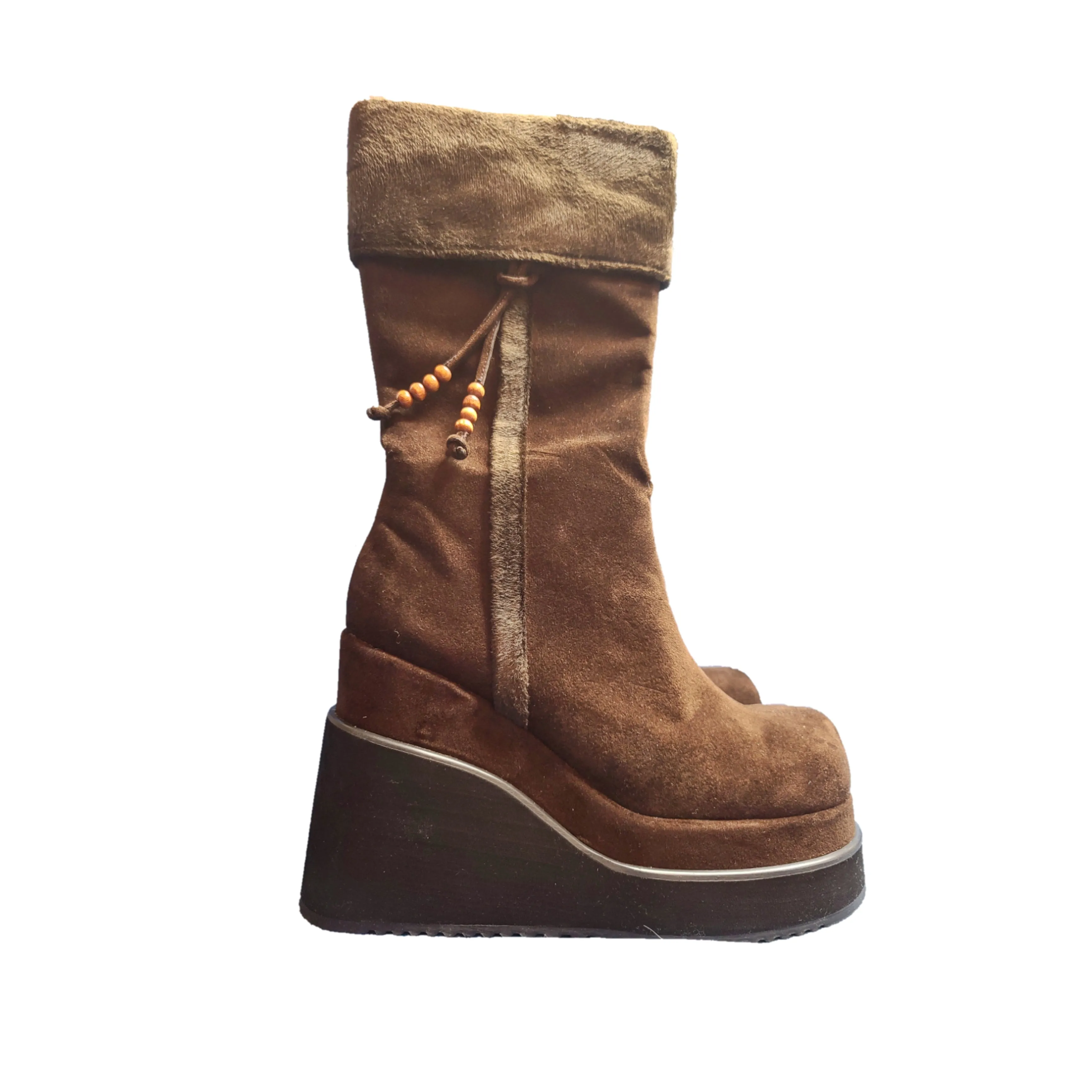 Boots vintage plateformes fourrure