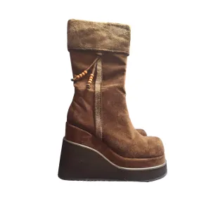 Boots vintage plateformes fourrure