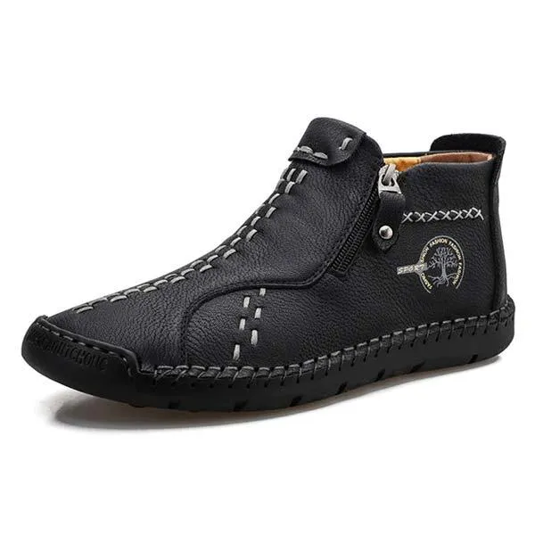 Botte en Cuir Décontractée Vintage