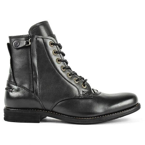 Bottes à Lacets en Cuir Marron Vieilli