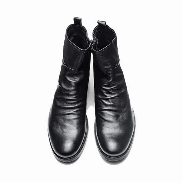 Bottes Rétro en Cuir Brun Vieilli