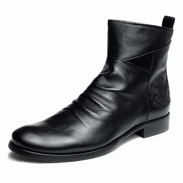 Bottes Rétro en Cuir Brun Vieilli
