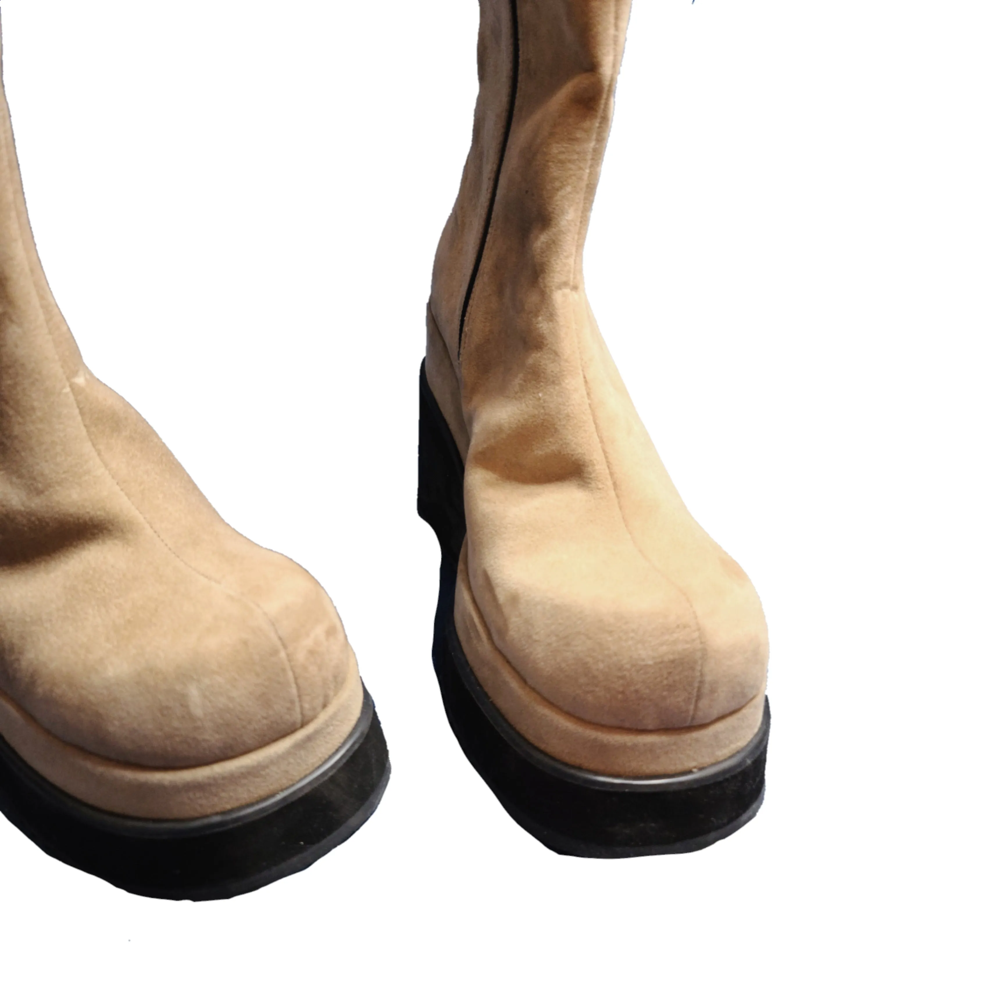 Bottes vintage à plateformes crème