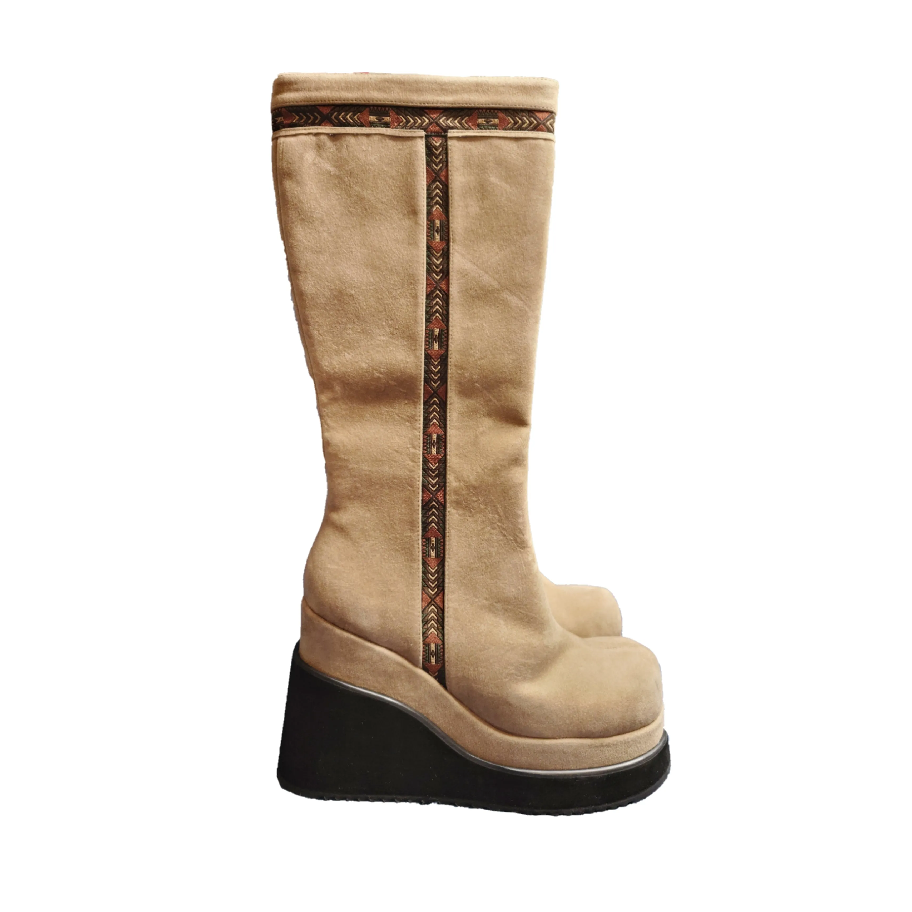 Bottes vintage à plateformes crème