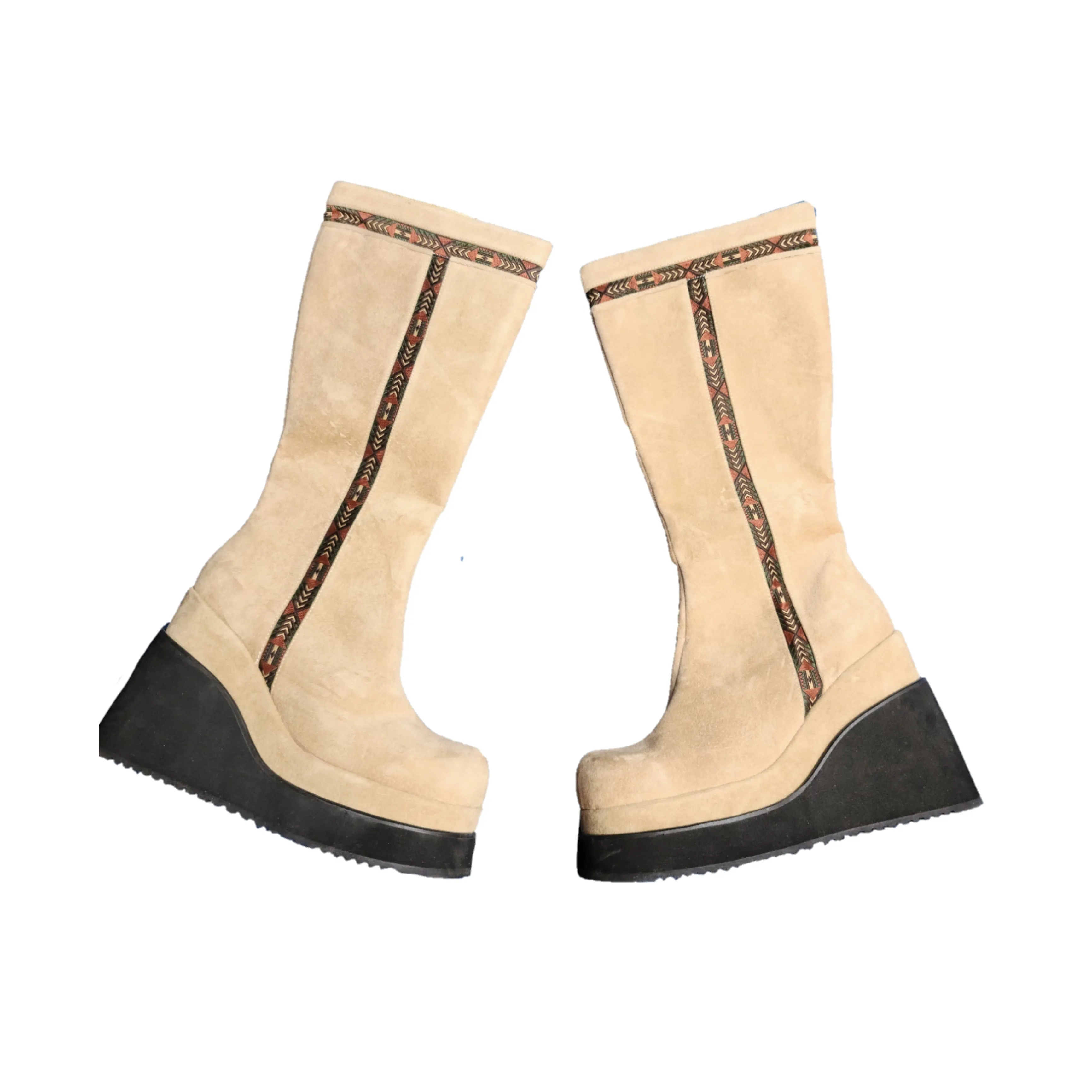 Bottes vintage à plateformes crème