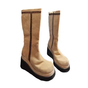 Bottes vintage à plateformes crème
