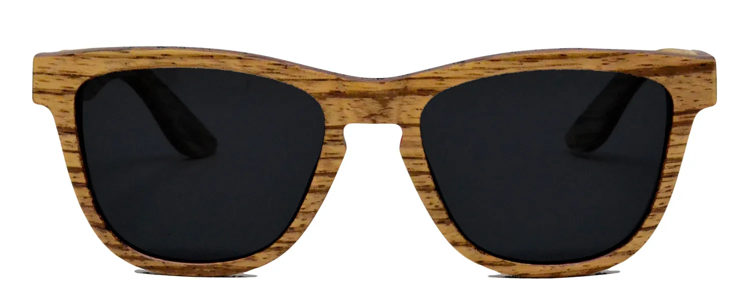 Camber Series / Zebra Wood Sunglasses / Black Polarized Lenses