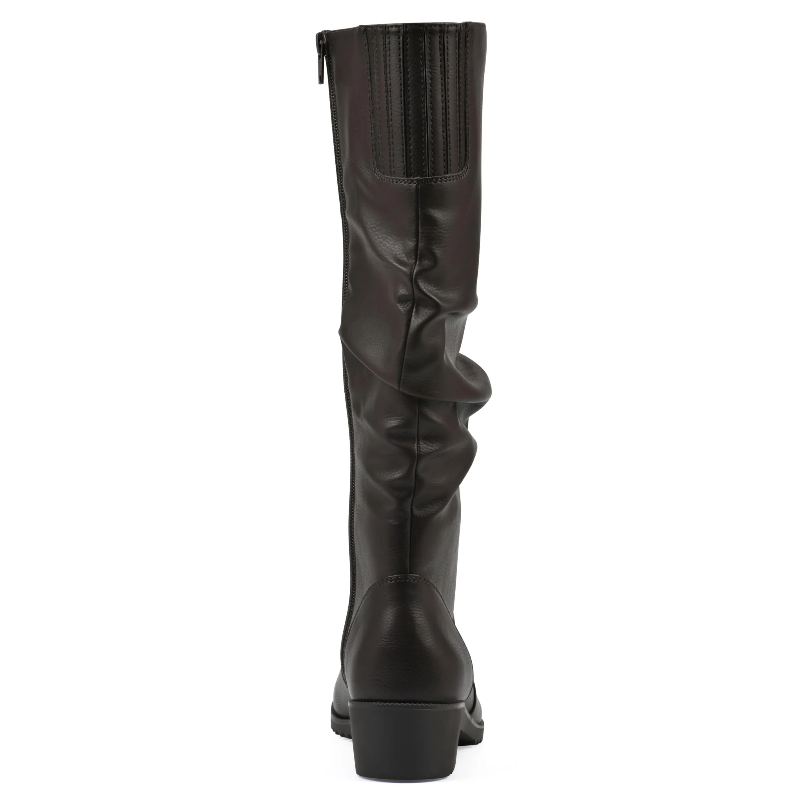 CLIFFS BY WHITE MOUNTAIN Women's Shoes Duration Block Heeled Tall Boot, Dk Brown/Burn/Smooth, 8.5 M