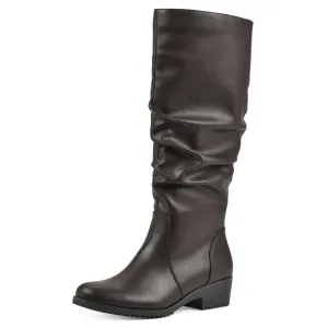 CLIFFS BY WHITE MOUNTAIN Women's Shoes Duration Block Heeled Tall Boot, Dk Brown/Burn/Smooth, 8.5 M