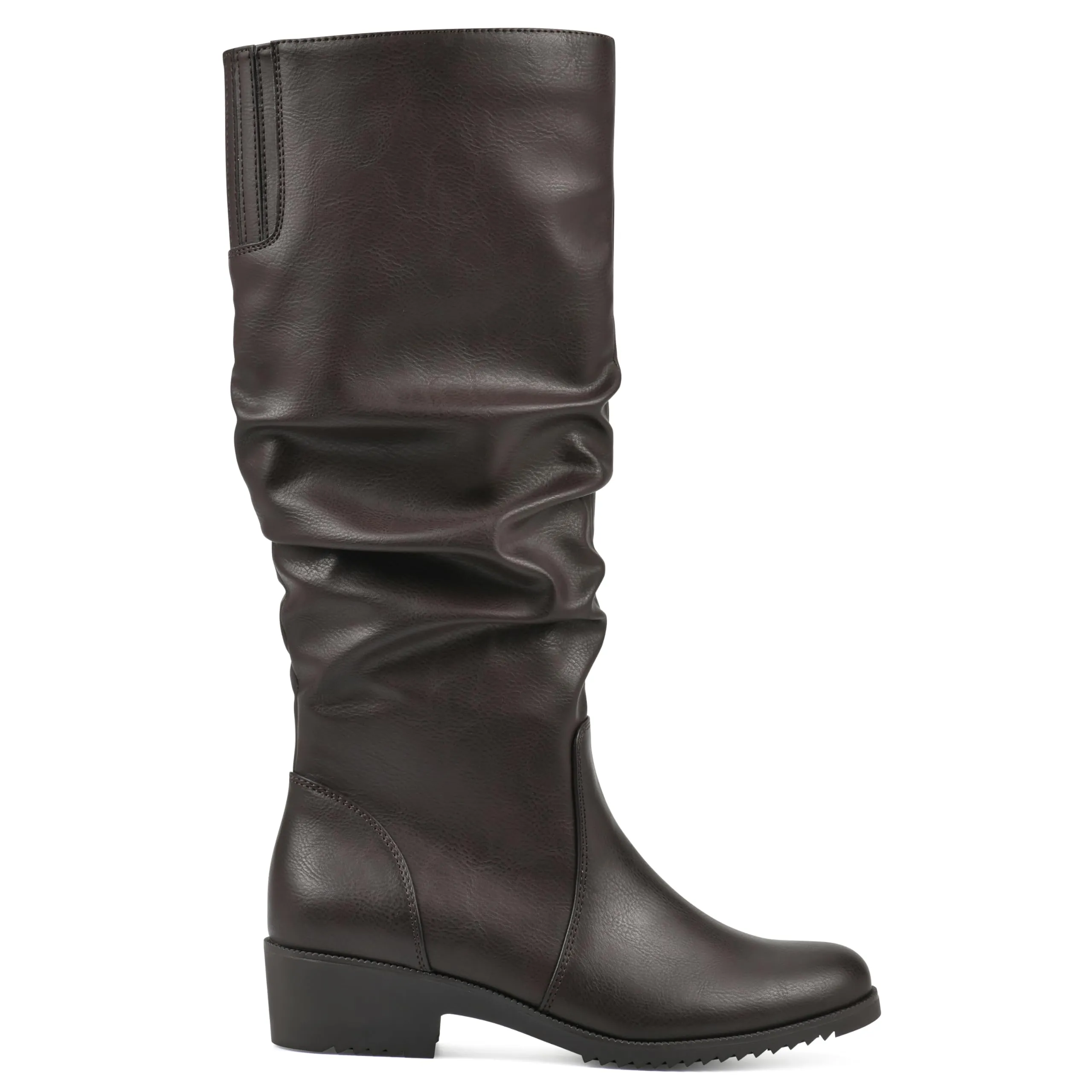 CLIFFS BY WHITE MOUNTAIN Women's Shoes Duration Block Heeled Tall Boot, Dk Brown/Burn/Smooth, 8.5 M