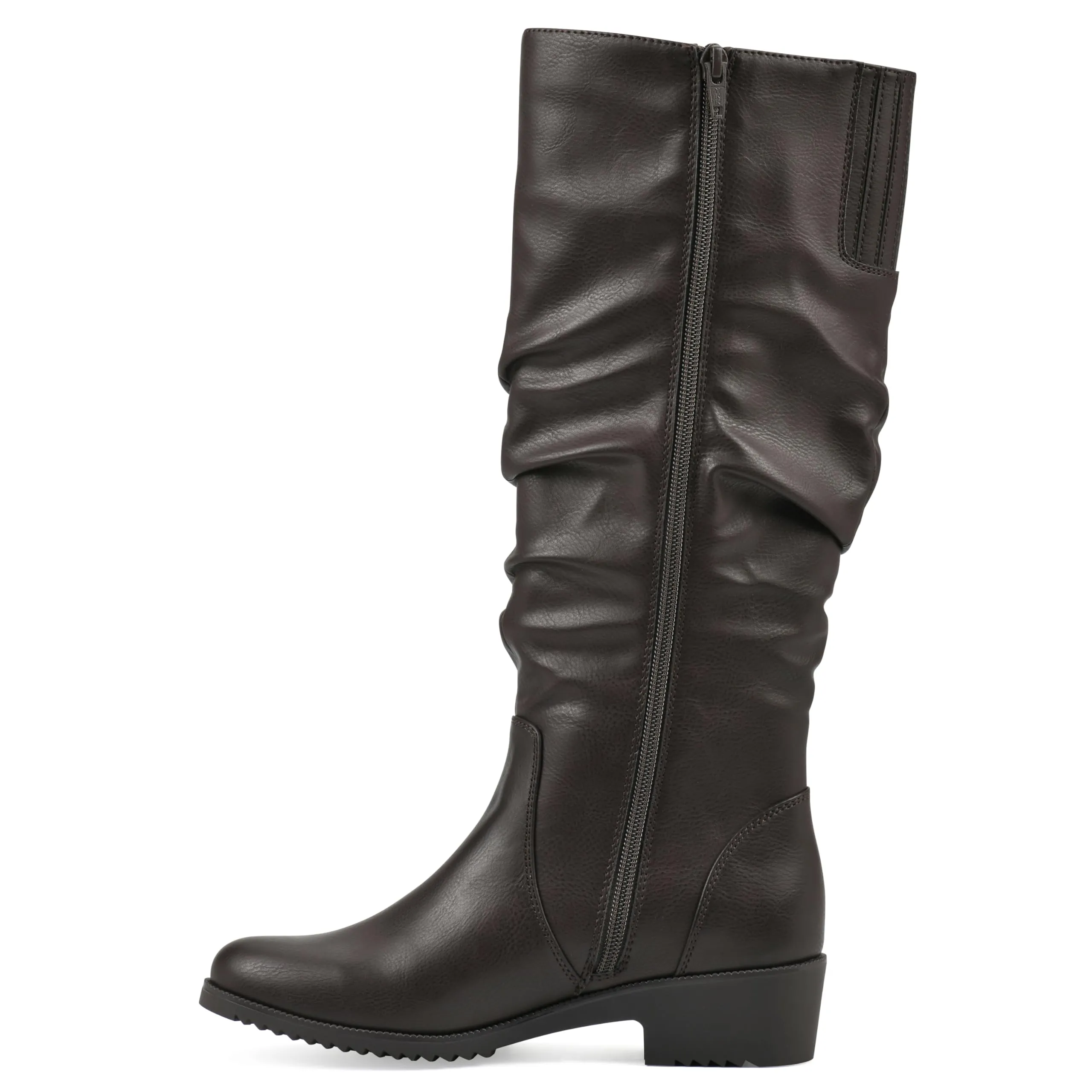 CLIFFS BY WHITE MOUNTAIN Women's Shoes Duration Block Heeled Tall Boot, Dk Brown/Burn/Smooth, 8.5 M