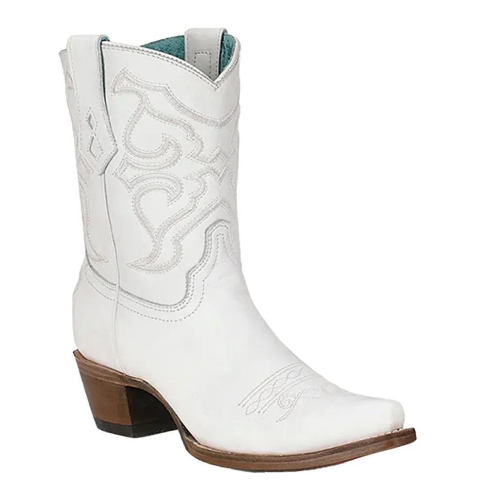 Corral White Embroidery Cowboy Ankle Boots Z5071