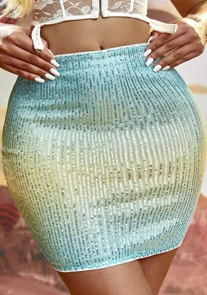 Dazzling Gradient Sequin Mini Skirt for Summer Glamour