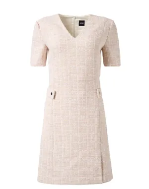 Destena Beige Tweed Shift Dress